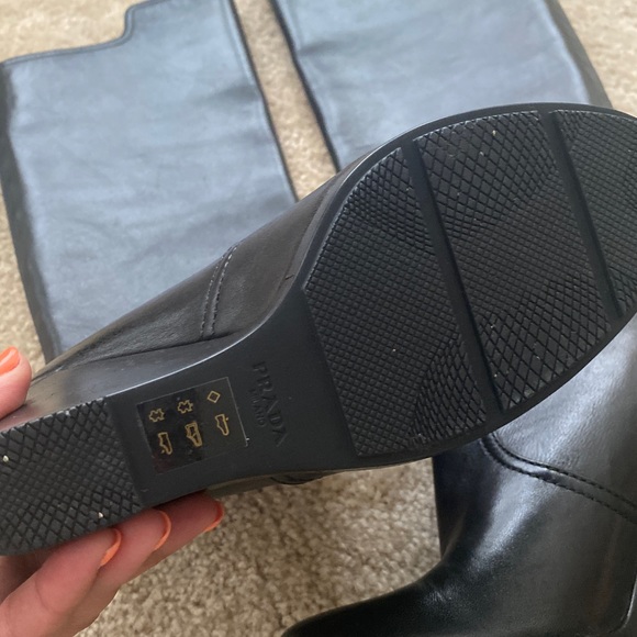 Authentic Prada Black Knee High Wedge Boots - Picture 5 of 7